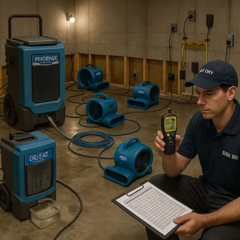 Structural Drying and Dehumidification process in Plum Grove, TX